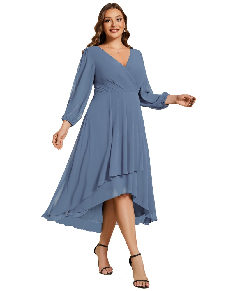 Wedding guest dresses midi with sleeves discount